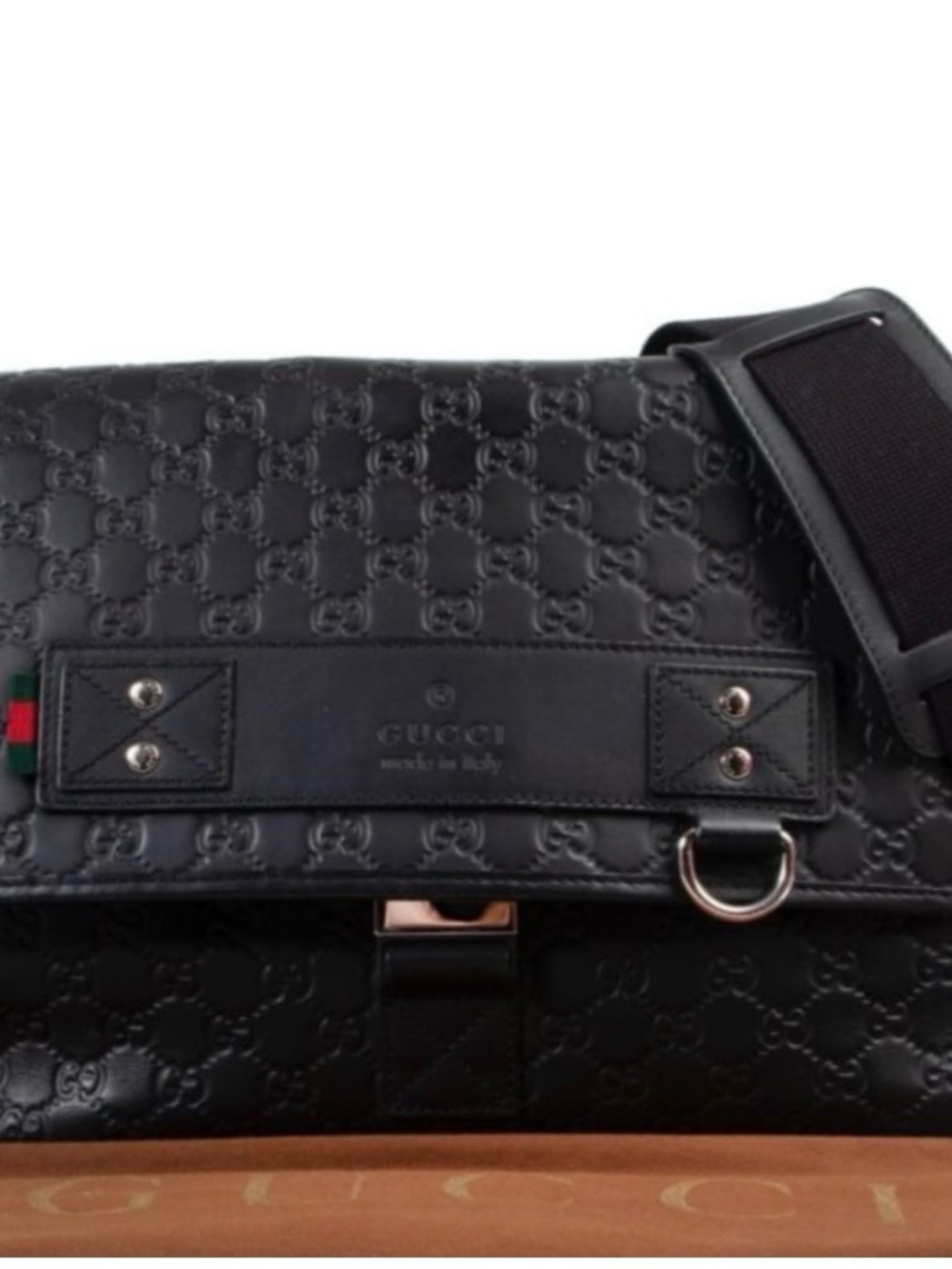 Gucci Black Leather large Crossbody Bag Unisex